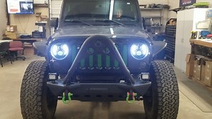 These Flashtech assemblies come with led headlights and switch back turn signals. A great look for your Jeep front end. #Nwacustomaudio 2107 S Walton Blvd Bentonville Ar 479-246-9391 | NWA Custom Audio & Lighting