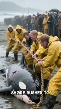 🌊🐋 Stranded Orca Whale Rescue on a Stormy Shore | Dramatic Attempt to Save Injured Giant Whale