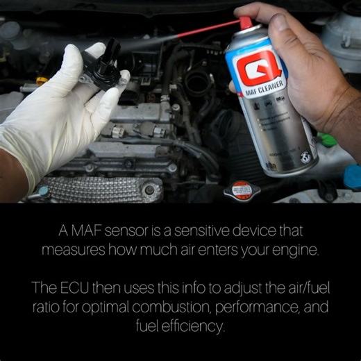 Unlock your vehicle’s true potential with Q-MAF CLEANER! A MAF sensor is a sensitive device that measures how much air enters your engine. The ECU then uses this info to adjust the air/fuel ratio for optimal combustion, performance, and fuel efficiency. When the sensor eventually becomes dirty, it sends incorrect readings to the ECU, resulting in: - Poor fuel economy - Rough idling or stalling - Hesitation or lack of power - Check Engine Light warnings While MAF sensors are relatively easy to ac