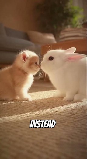 🐰🐱 Bunny Meets Kitten for the First Time — So Pure and Adorable!