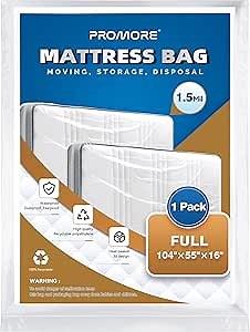 Plastic Mattress Bag for Disposal Moving or Storage, Waterproof Clear Mattress Covers for Moving Supplies - Full Size (1.5Mil)