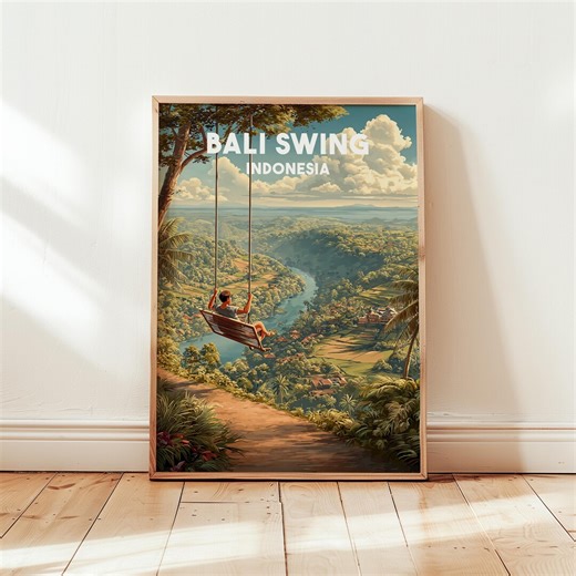 Bali Jungle Swing Poster | Bali Tropical Valley Wall Art | Indonesia Travel Destination Print | Bali Adventure Decor - Etsy
