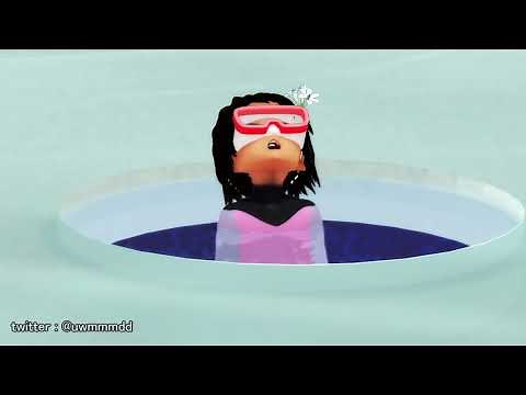 Anime girl diving under ice
