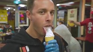 Team Erebus Motorsport V8 legend David Reynolds and team owner Betty spending time at our Springvale store, enjoying a legendary Whopper & meeting fans! Keep an eye out for the next V8 team visit at a Hungry Jack’s store! | Hungry Jack's