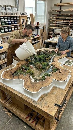 I Built a Hidden Mini Forest Inside This Epoxy Table 🌿 (Unreal Transformation)