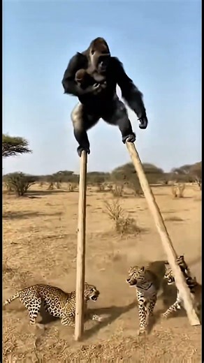 Can the Gorilla Save Her Baby #animalinstinct #wildlife #animalrescue #leopard #wildanimals