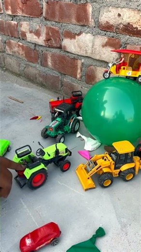 mini tractor popping balloon #shorts #balloon #ytshorts