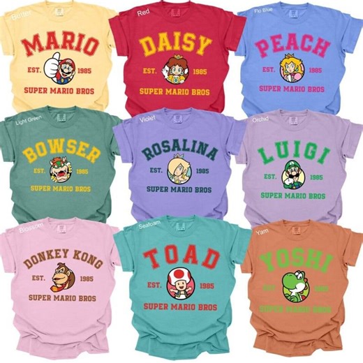 Super Mario Shirt, Mario Characters Shirt, Mario Family Matching T-shirts, Mario & Friends Party Matching Shirts, Family Group Shirts - Etsy