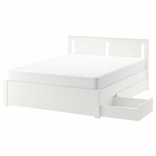 SONGESAND bed frame with 4 storage boxes, white, 140x200 cm (551/8x783/4")  - IKEA