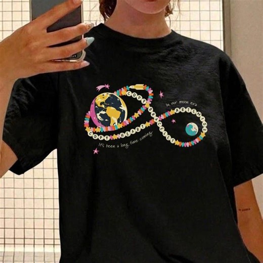 Space Infinity Shirt, Moon Mission Graphic Tee, Earth Cosmic Beaded Loop T-shirt - Etsy