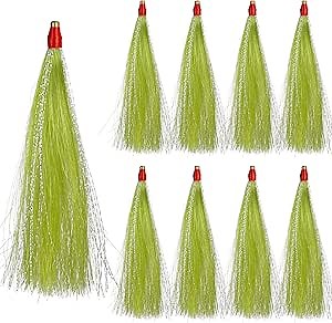 Fishing Bucktail Teaser, 9/18pcs Saltwater Bucktail Fishing Lures Copper Tube Teasers for Flounder Rig Fishing Teasers Plugs Cod Flounder Seabass