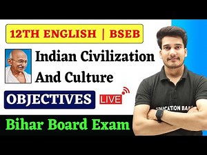 Indian Civilization And Culture Objective | English Class 12 Chapter 1 Objective Bihar Board