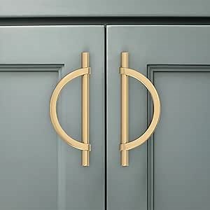 Amerdeco 10 Pack Champagne Bronze Cabinet Pulls 5 Inch(128MM) Hole Centers Kitchen Cabinet Handles Hardware Kitchen Handles for Cabinets Cupboard Handles Drawer Pulls