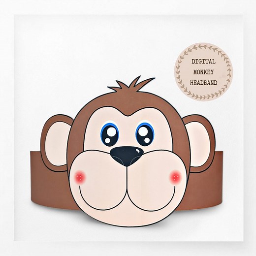 Monkey Paper Crown, Animal Paper Hat for Kids, Instant Download Paper Crown Animals, Digital Party Headband, Printable Party Mask, PDF Hat - Etsy