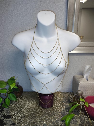 Golden Beaded Body Chain - Etsy