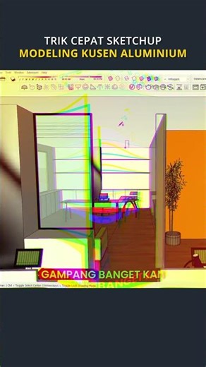 Cuma 1 Menit! Cara Cepat Bikin 3D Kusen Aluminium Kaca di SketchUp. #sketchup #sketchup3d