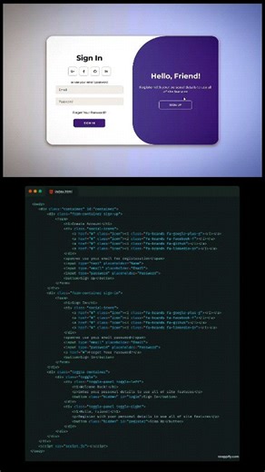Shubham Saini on Instagram: "Comment "code" for source code 🙏 . . Creating modern sign in and sign up forms on a web page is now easier than ever with #HTML, #CSS and #JavaScript! With these three simple coding languages, you can have a professional-grade sign in and sign up form up and running in no time. So don't wait start building your web page today with the help of HTML, CSS and JavaScript! . . "30K is just around the corner! 🚀 Be a part of this journey and hit that follow button! 🔥 Let