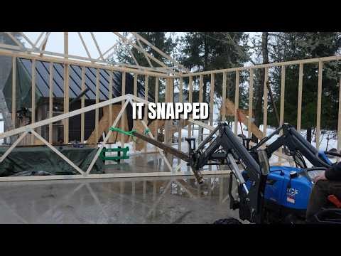 I Had to Figure Out How to Lift Roof Trusses Alone | Dream Garage Build #6