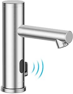 Achelous Stainless Steel Automatic Touchless Bathroom Sink Faucet, Hands Free Infrared Sensor Basin Faucet with Temperature Control, Battery Powered Sensor Bathroom Tap
