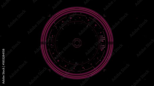 Hologram HUD circle interfaces create a sci-fi tunnel effect with 3D portal elements in a high-tech setting