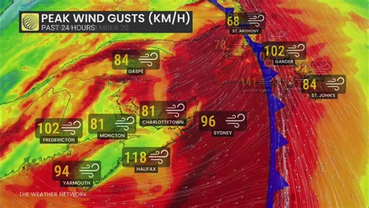 Threat of strong winds, power outages shifts to Newfoundland