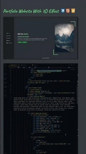 3d frontend design with code #htmlcss #3danimation #3d
