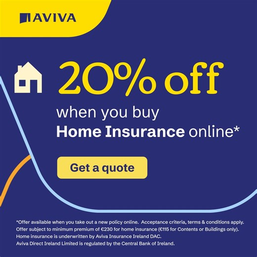 1.1K views | We're delighted to launch a new offer of 20% off your home insurance quote when you buy online! Get a quote at https://www.aviva.ie/insurance/home-insurance/ today. It takes Aviva | Aviva | Facebook