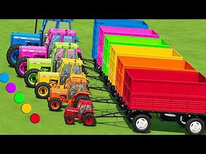 Mini VS GIANT EXTREME Tractors and OVERLOAD TRAILERS VS HARD MUDDY PARKOUR with PORTAL TRAP - FS25