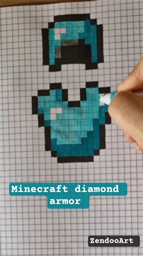 Pixel drawing minecraft diamond armor #pixelart #minecraft