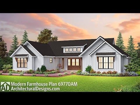 Plan 69770AM - Modern Farmhouse House Plan Tour with Floor Plan Walkthrough