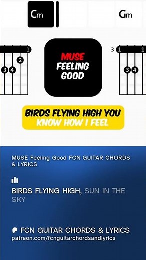 MUSE Feeling Good FCN GUITAR CHORDS & LYRICS #music #muse