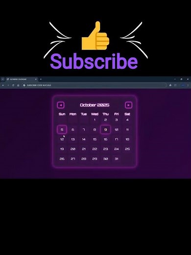 🚀 HTML CSS & JS GLOWING CALENDAR #coding #htmlcssjs #webdesign #shorts