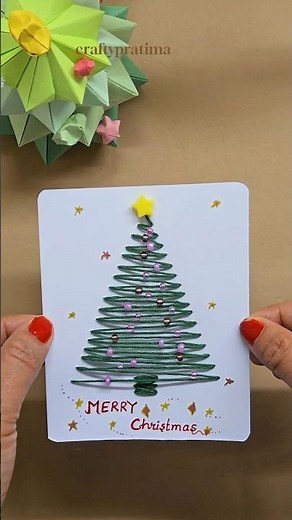 DIY Christmas card idea | thread art #shorts #cards #christmas