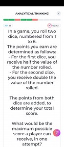 In a game, you roll two dice, numbered from 1 to 6.The points... | Filo