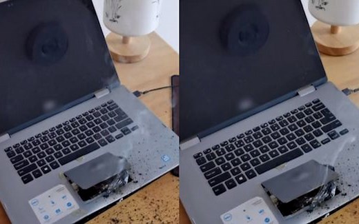 知名品牌笔记本突然爆炸，火苗窜出半米高，不断呲呲冒烟令人后怕