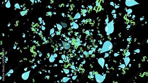 Water Crisis and Scarcity Concept - Rising Cost of Water - Dollars and Water Drop Graphic Animation