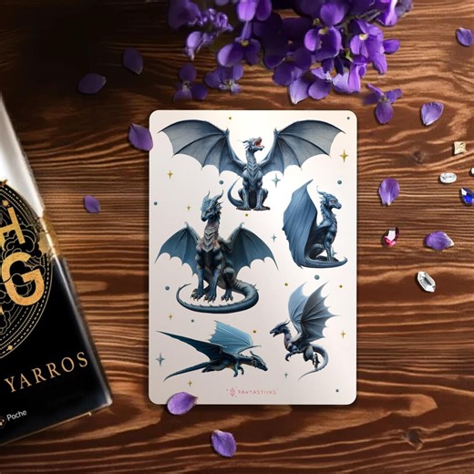 Sheet of Decorative Blue Dragon Stickers, Inspired by Sgaeyl, Fourth Wing, for Planners and Scrapbooking, Fantasy Style - Etsy