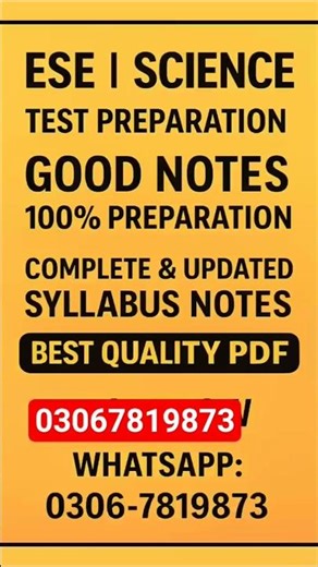 ESE Science Preparation Notes