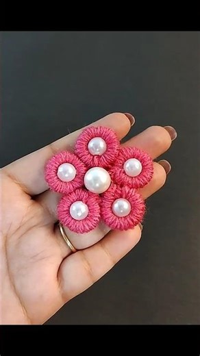 Woolen Flower Making Trick using Cotton earbud #diy #craft #viral #embrodering #new #art
