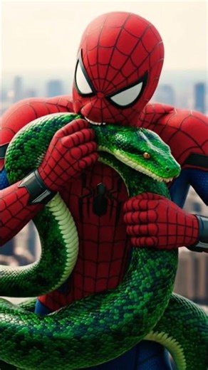 Spiderman eating python snake #spider #spiderman #python #shorts