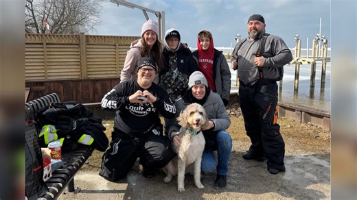 Rex the dog reunited with family after night on frozen lake