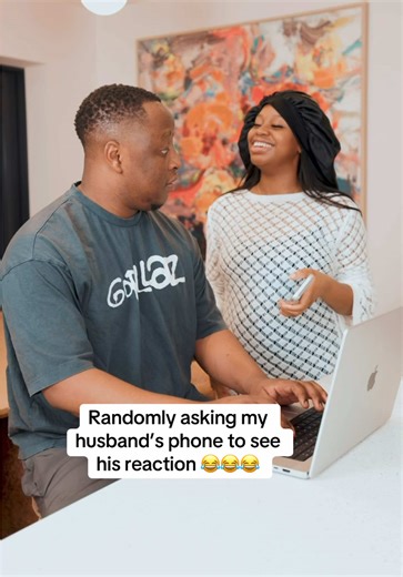 Randomly asking my husband’s phone to see his reaction, link in bio 😂😂😂#fyp #baby #newborn #viral