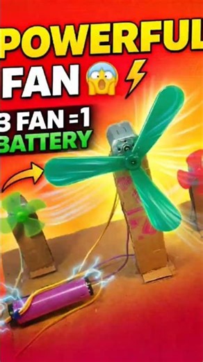 Super Powerful Mini Fan 😱⚡ | 3 DC Fans with One Battery DIY #Shorts