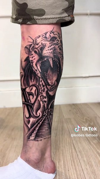 Jaguar Pyramid Leg Sleeve Tattoo Ideas in LA