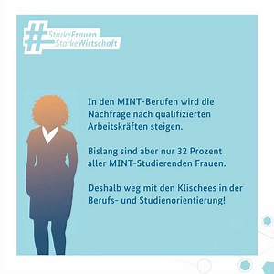 12 reactions · 7 comments | Warum starten eigentlich so wenige Frauen in den #MINT-Berufen durch? Es wird Zeit, dass sich das ändert – finden Sie das auch? Unser Manifest zum Thema #StarkeFrauenStarkeWirtschaft: www.starkefrauenstarkewirtschaft.de | Bundesministerium für Wirtschaft und Energie | Facebook