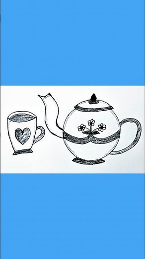 How to draw a Teapot step by step | Easy teapot drawing #art