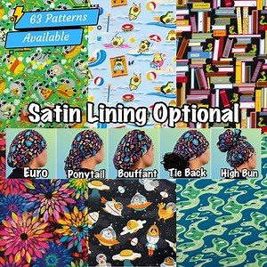 Scrub Caps With Satin Lining, Ponytail, Euro, High Bun, Bouffant, Men’s Surgical Tie Back, OR Hat, Women’s Silk Medical Hat, Dental Cap, - Etsy