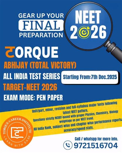 1K views | The test series covers the entire NEET syllabus, including...