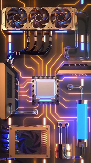 High-Tech CPU Setup with Futuristic Cooling Fans