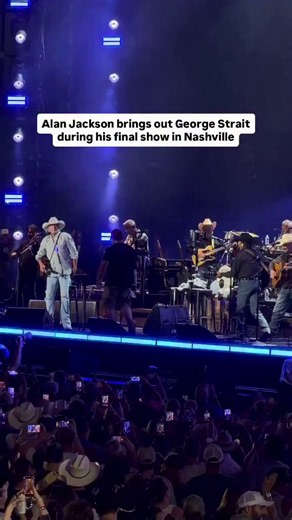 Country music history. 🤠🎶Alan Jackson took the stage in Nashville for what many are calling his final concert, and then an unforgettable surprise—George Strait walked out to join him.Two of the greatest voices country music has ever known. No gimmicks. No flash. Just timeless songs, genuine friendship, and decades of memories shared with generations of fans.Moments like this remind us why country music isn’t just heard… it’s lived.Thank you, Alan, for the music. And thank you, King George, for
